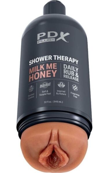 Αυνανιστήρι PDX Plus Shower Therapy Milk Me Honey σε σχήμα μπουκαλιού σαμπουάν