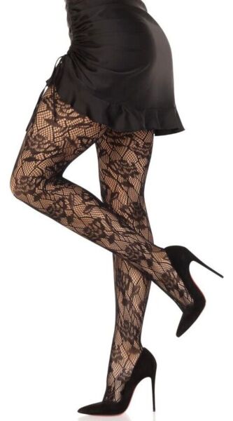 Διχτυωτό καλσόν Leg Avenue Bow Net Tights σε μαύρο, με υφαντούς φιόγκους στο δίχτυ
