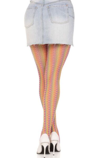 Διχτυωτό καλτσόν Leg Avenue Acadia Rainbow με πολύχρωμο σχέδιο ουράνιου τόξου
