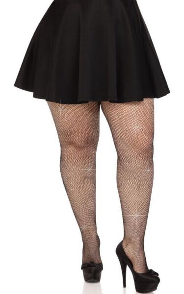 Διχτυωτό καλσόν Leg Avenue Colby Rhinestone Plus Size, με στρας