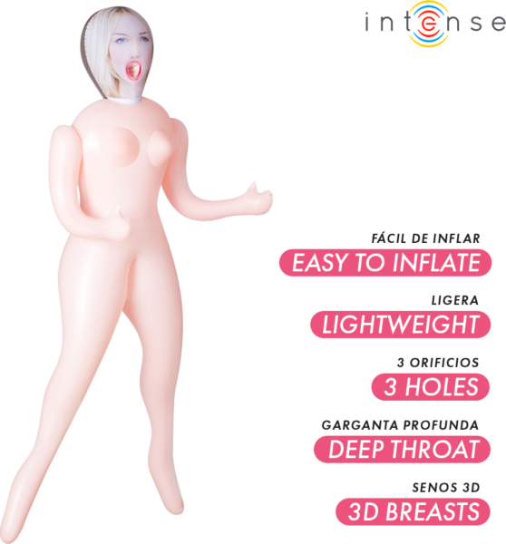 Φουσκωτή κούκλα Intense Dolls Ingrid με τρία ανοίγματα και 3D στήθος