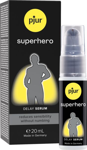 Συσκευασία 20 ml του σέρουμ καθυστέρησης Pjur Superhero Delay Serum