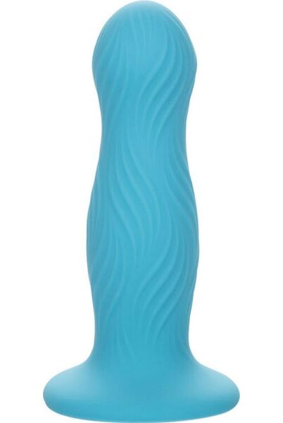 Μπλε πρωκτική σφήνα CalExotics Wave Rider Swell με κυματιστή υφή και βάση βεντούζα