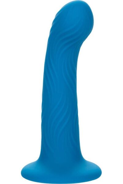 Μπλε πρωκτική σφήνα CalExotics Wave Rider Ripple με κυματιστή υφή και βάση βεντούζα