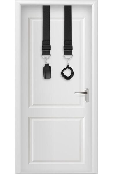 Χειροπέδες για πόρτα Darkness Bondage Door Cuffs, με τους δύο ακρυλικούς σωλήνες, τους ιμάντες από νάιλον και τα δύο περικάρπια