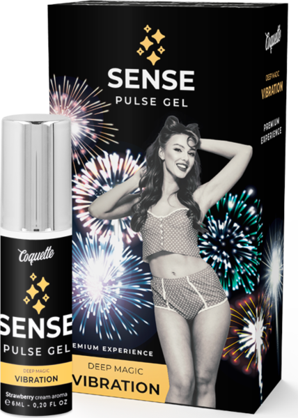 Υγρός δονητής Coquette Chic Desire Sense Pulse Gel στη συσκευασία του με ψεκαστήρα