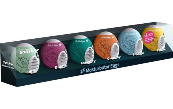 Τα έξι αυνανιστήρια-αυγά του Satisfyer Masturbator Egg Set 6 τεμαχίων, το καθένα σε διαφορετικό χρώμα