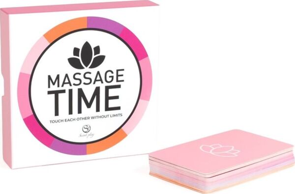 Κουτί του παιχνιδιού μασάζ για ζευγάρια Secret Play Massage Time, με τις κάρτες και το ζάρι του