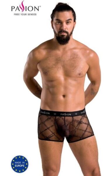 Ανδρικό μποξεράκι από δαντέλα Passion 032 Short James, με φαρδύ λάστιχο μέσης με λογότυπο