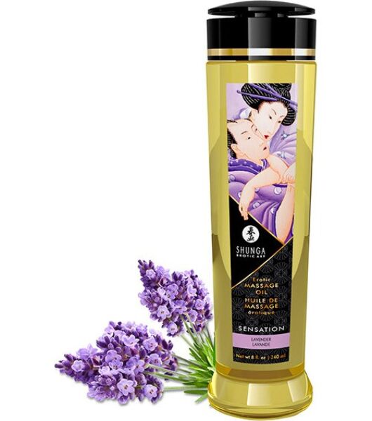 Λάδι μασάζ Shunga Erotic Massage Oil 240 ml στο διάφανο μπουκάλι του