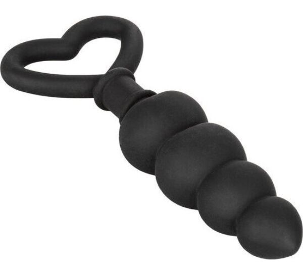 Μαύρη πρωκτική σφήνα CalExotics Silicone Love Probe με σώμα σταδιακού πάχους και κρίκο σε σχήμα καρδιάς
