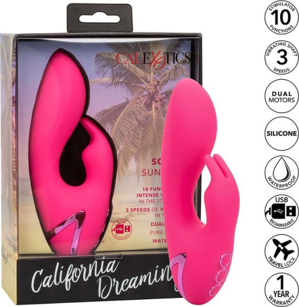 Δονητής rabbit CalExotics So. Cal Sunshine, από τη συλλογή California Dreaming, σε ροζ χρώμα