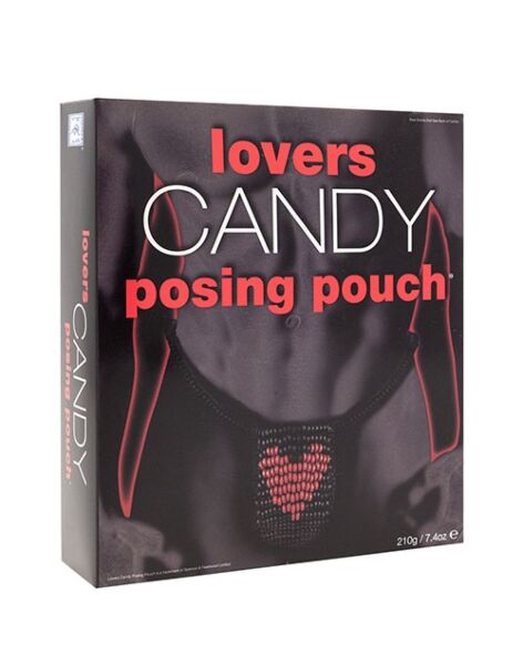Βρώσιμο στρινγκ για άντρες Lovers Candy Posing Pouch της Spencer & Fleetwood, μαύρο με κόκκινη καρδιά