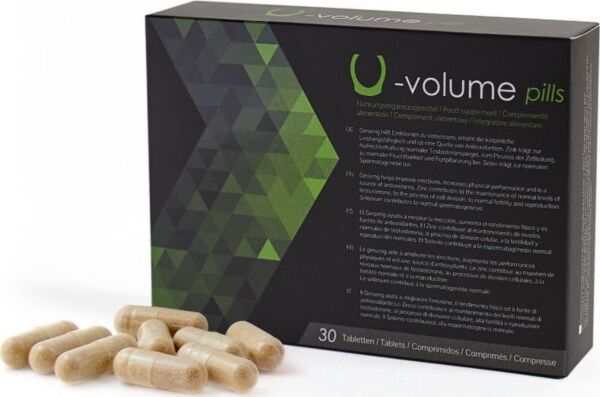 Κουτί του συμπληρώματος διατροφής 500Cosmetics U-Volume Pills, με δισκία