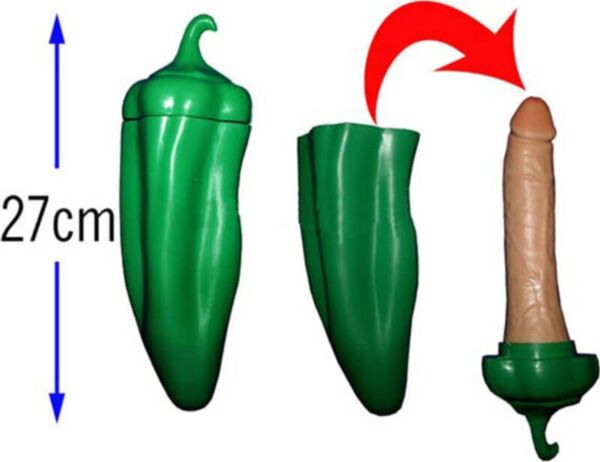 Diablo Picante Penis Green Pepper, πλαστική πράσινη πιπεριά με έκπληξη σε σχήμα πέους