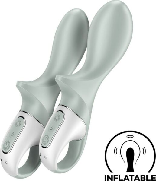 Φουσκωτός πρωκτικός δονητής Satisfyer Air Pump Booty 3 σε πράσινο χρώμα, με το δαχτυλίδι συγκράτησης