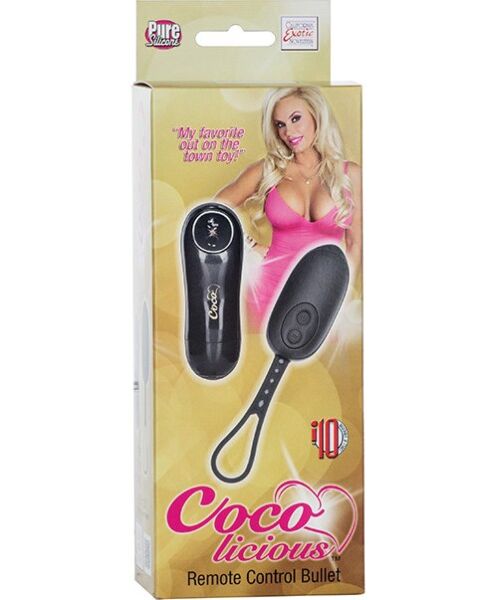 Μαύρος δονητής σφαίρα Calexotics Coco Licious Remote Control με το τηλεχειριστήριό του