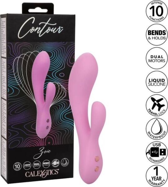 Δονητής rabbit CalExotics Contour Zoie με καμπύλο βραχίονα και διεγέρτη κλειτορίδας