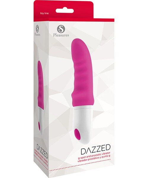 Δονητής S Pleasures Dazzed Pink σε ροζ και λευκό χρώμα, με κυματιστό στέλεχος