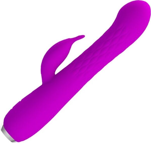 Μωβ δονητής rabbit Pretty Love BI-014692, με ραβδωτό άξονα και βραχίονα κουνελιού