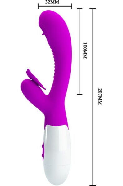Δονητής rabbit Pretty Love BI-014943, με την κεφαλή και τον διεγέρτη κλειτορίδας σε σχήμα πεταλούδας