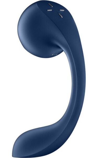 Το Satisfyer Pro+ Wave 4 Connect App σε σκούρο μπλε, με την κεφαλή παλμών πίεσης και το μέρος για το σημείο G