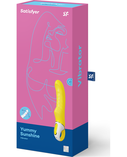 Δονητής σημείου G Satisfyer Yummy Sunshine, κίτρινος, καμπυλωτός και με ραβδωτή επιφάνεια