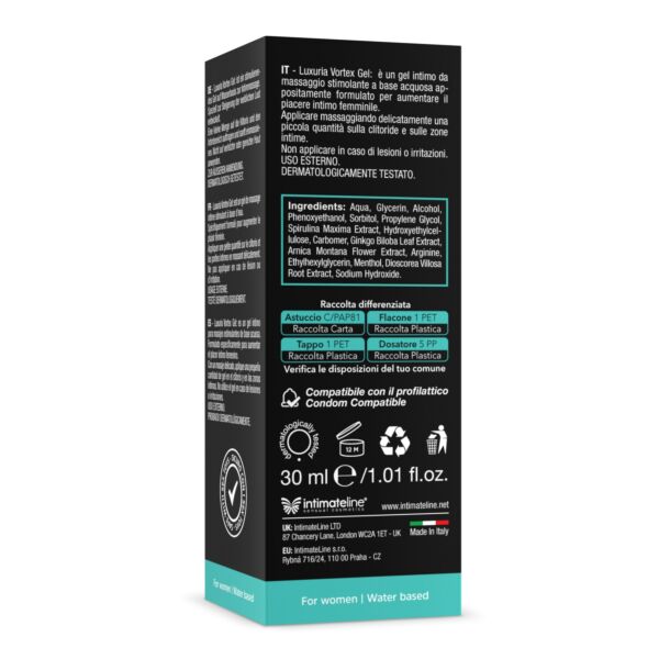 Διεγερτικό τζελ IntimateLine Vortex Gel Cooling Effect, συσκευασία 30 ml
