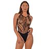Teddies Lace LJ Floral Halter Bodysuit με ρυθμιζόμενο λαιμόκοψη