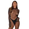 Bodystocking Lace Gloved Leopard Print με ανοιχτή πλάτη