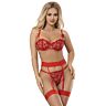Σετ ερωτικής εσώρουχα SUBBLIME HEART PRINT BRA + THONG + GARTER BELT