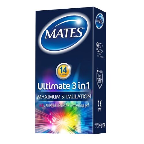 Προφυλακτικά Mates Ultimate 3 σε 1 με Λιπαντικό