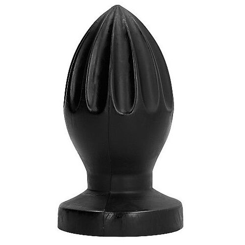 Plug Anal ALL BLACK 12 CM με απαλή και ραβδωτή υφή