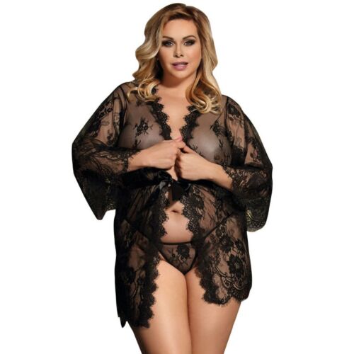 Νυχτικό SUBBLIME QUEEN PLUS SIZE με λουλούδια και μανίκια