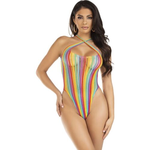 Σαλοπέτα LEG AVENUE Rainbow Striped Criss-Cross