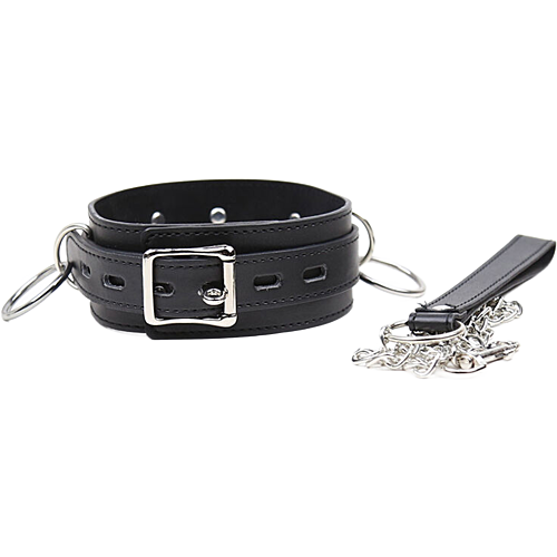 Κολάρο Bondage OHMAMA FETISH με αλυσίδα και δαχτυλίδια