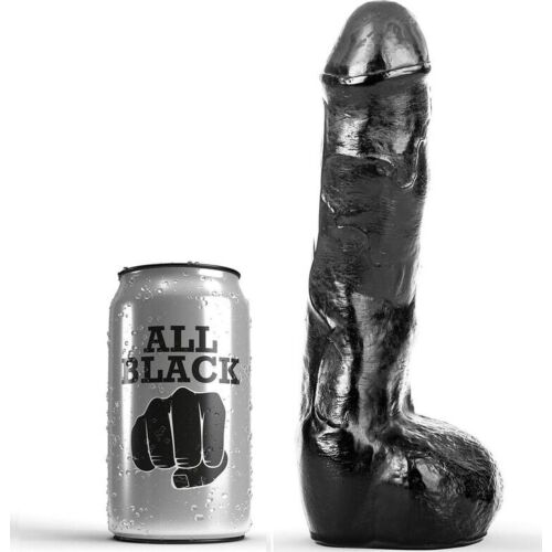 Ντίλντο ALL BLACK 20 cm με ρεαλιστική υφή