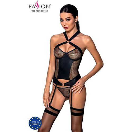 Κορσές Passion Woman Amanda L/XL - Δερμάτινος και Δικτυωτός
