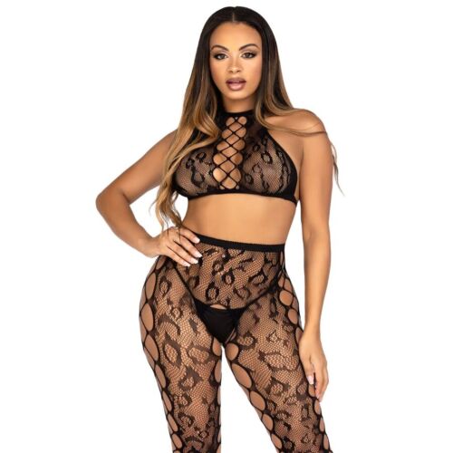 Crop Top και Κολάν Leg Avenue 89372 με εφέ λεοπάρδαλης