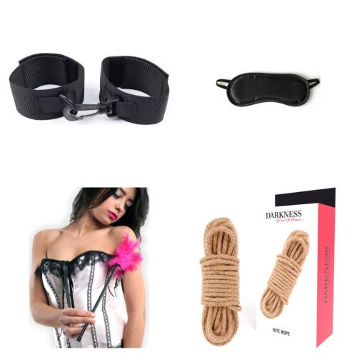 Σετ ήπιου bondage για αρχάριους με χειροπέδες, μάσκα, καμουτσίκι και σχοινί