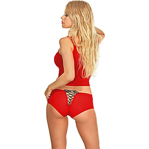 Top λενερί Exposed O-L Lace Up Tank ρυθμιζόμενο