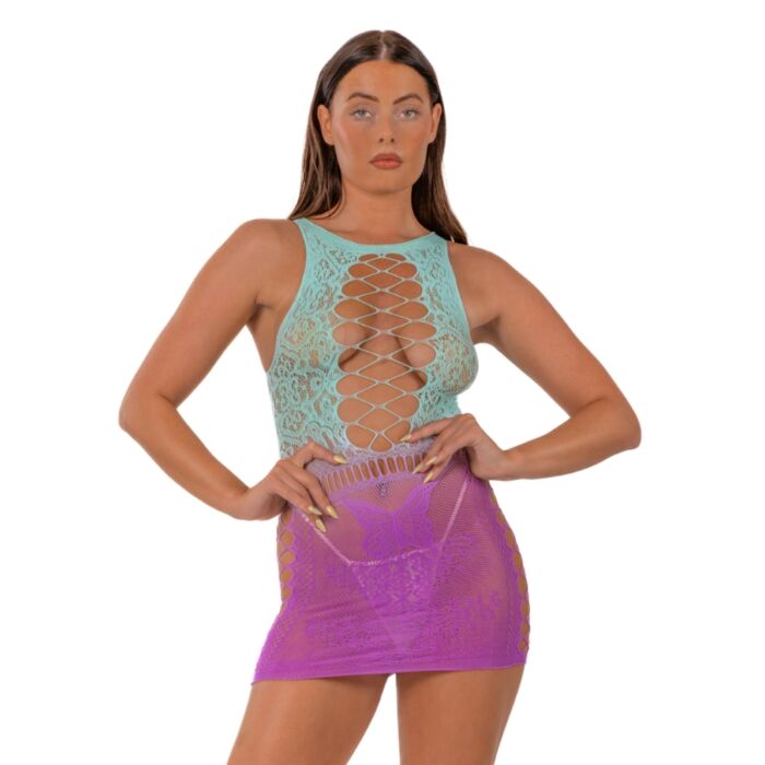 Φόρεμα Lace Ombre Mini με faux κορσέ Φόρεμα Lace Ombre Mini με faux κορσέ