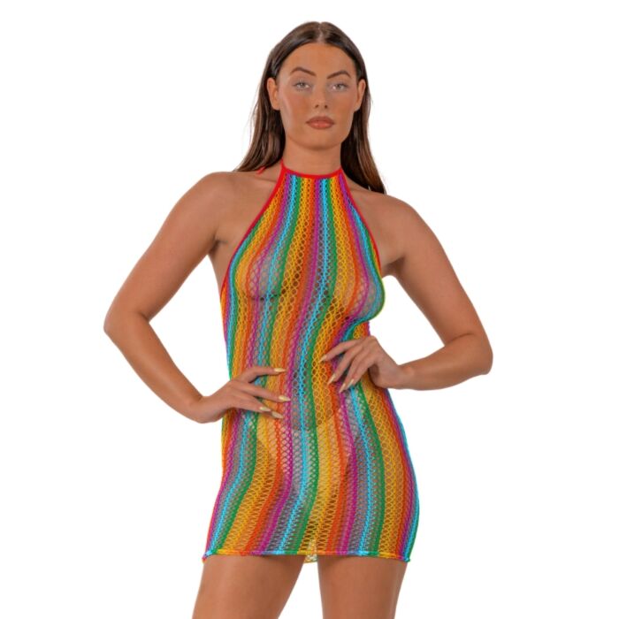 Φόρεμα Lace Rainbow Halo Neck Mini Φόρεμα Lace Rainbow Halo Neck Mini