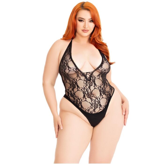 Teddy Leg Avenue Floral Lace Deep-V με Δαντέλα Teddy Leg Avenue Floral Lace Deep-V με Δαντέλα