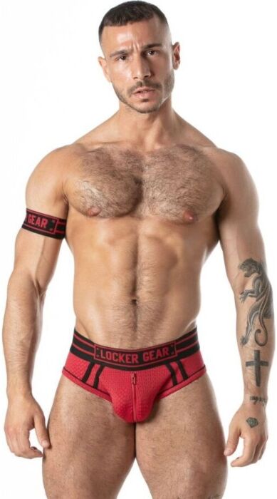 Ανδρικό εσώρουχο LOCKER GEAR SPORT MESH JOCK BRIEF κόκκινο S